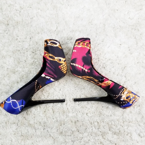 PRICED JUST RIGHT! Aldo Pumps Jewelry Mixed Print Platform Heels Sz 37 (US 6.5) - Picture 6 of 12